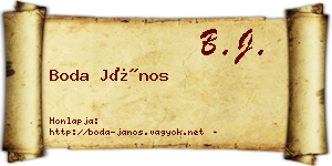 Boda János névjegykártya